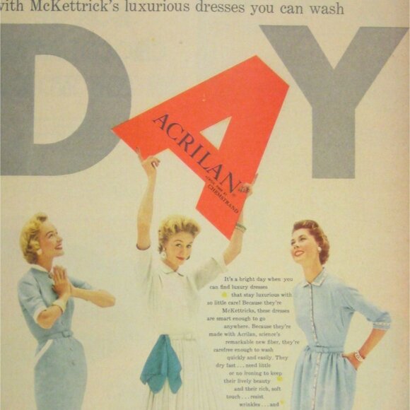 Vintage 1950s McKettricks Chemstrand Acrilan Advertisement MOD Fashion - Picture 2 of 2